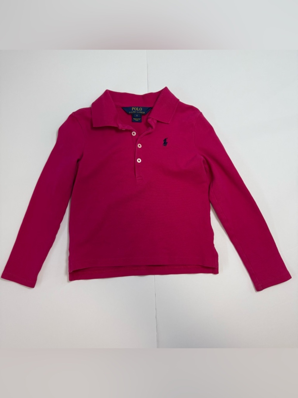 Polo by Ralph Lauren Girls' size 6 Long Sleeve Polo - Fuchsia